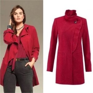 CAbi~Red Square Houndstooth Check Ruffle Celebration Jacket~ 3546~SZ L